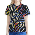 Abstract Zebra Pattern Print Women's Polo Shirt