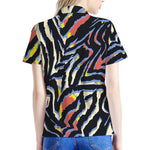 Abstract Zebra Pattern Print Women's Polo Shirt