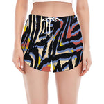 Abstract Zebra Pattern Print Women's Split Running Shorts