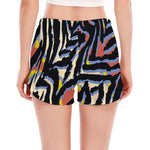 Abstract Zebra Pattern Print Women's Split Running Shorts