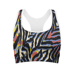 Abstract Zebra Pattern Print Women's Sports Bra