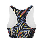 Abstract Zebra Pattern Print Women's Sports Bra