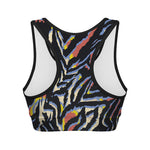 Abstract Zebra Pattern Print Women's Sports Bra
