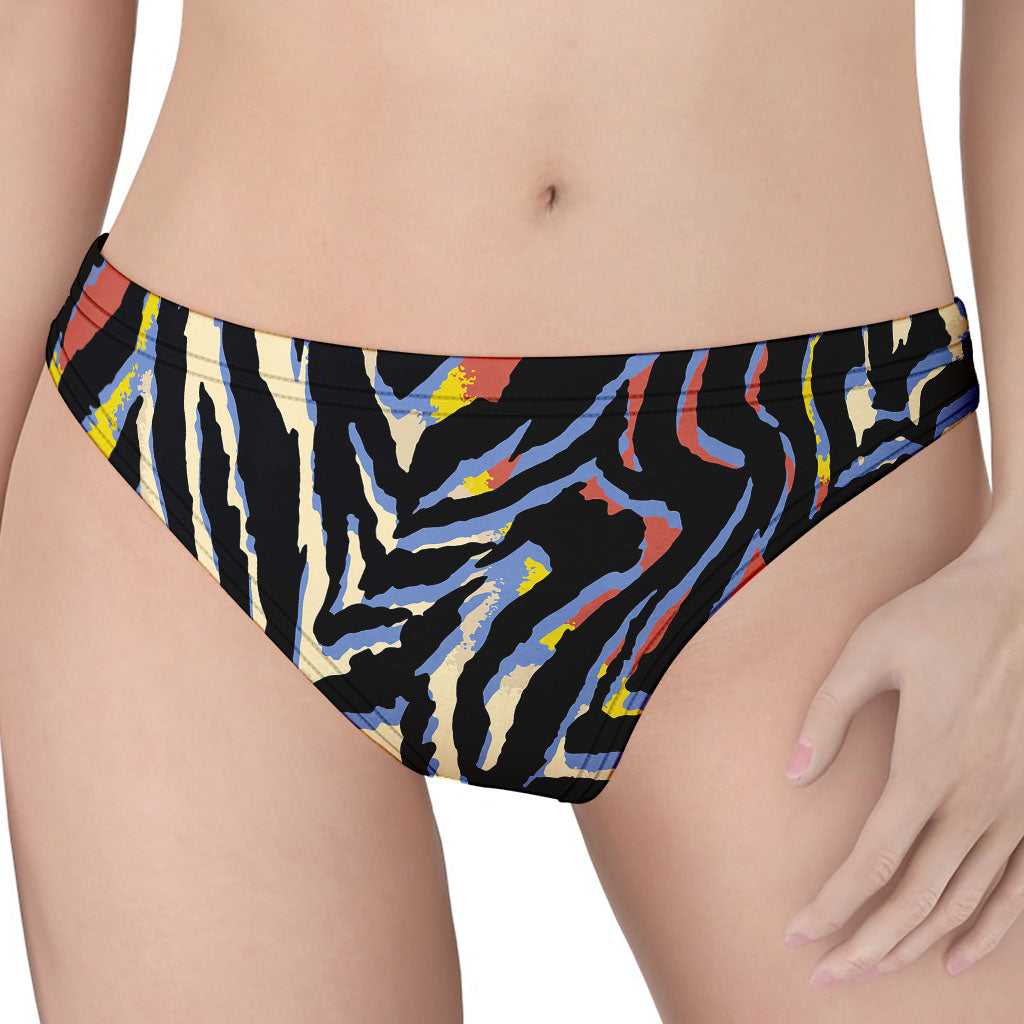 Abstract Zebra Pattern Print Women's Thong