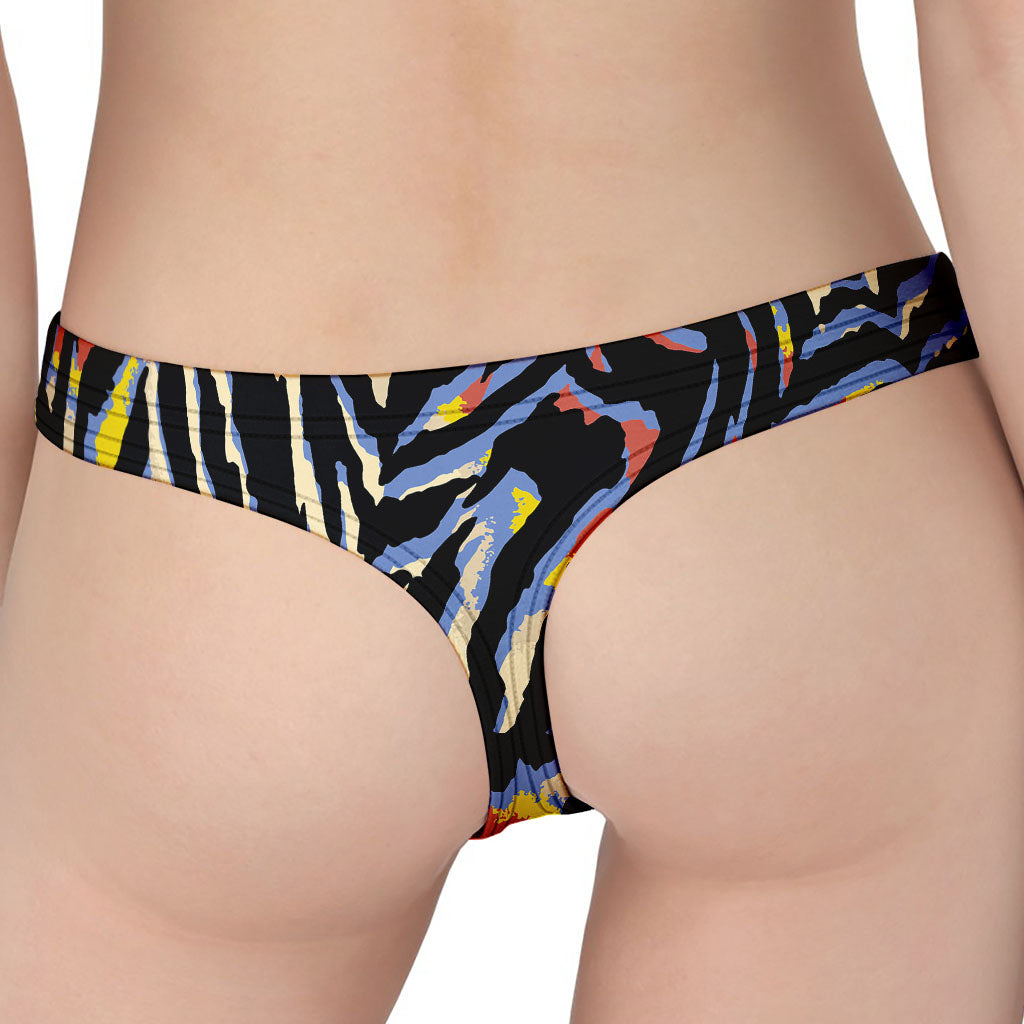 Abstract Zebra Pattern Print Women's Thong