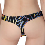 Abstract Zebra Pattern Print Women's Thong