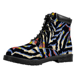 Abstract Zebra Pattern Print Work Boots