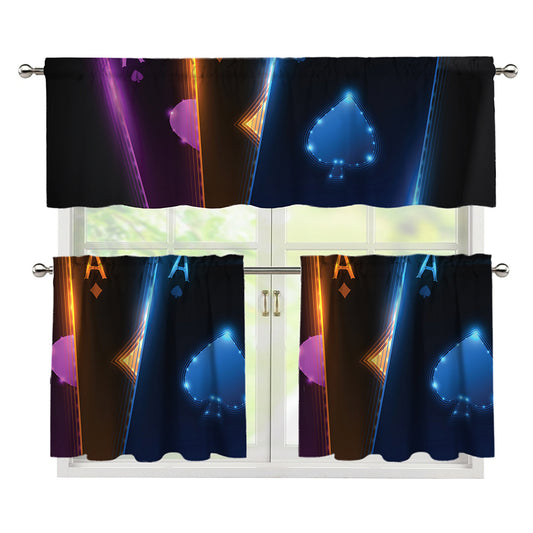 Ace Cards Print 3 Piece Kitchen Curtains