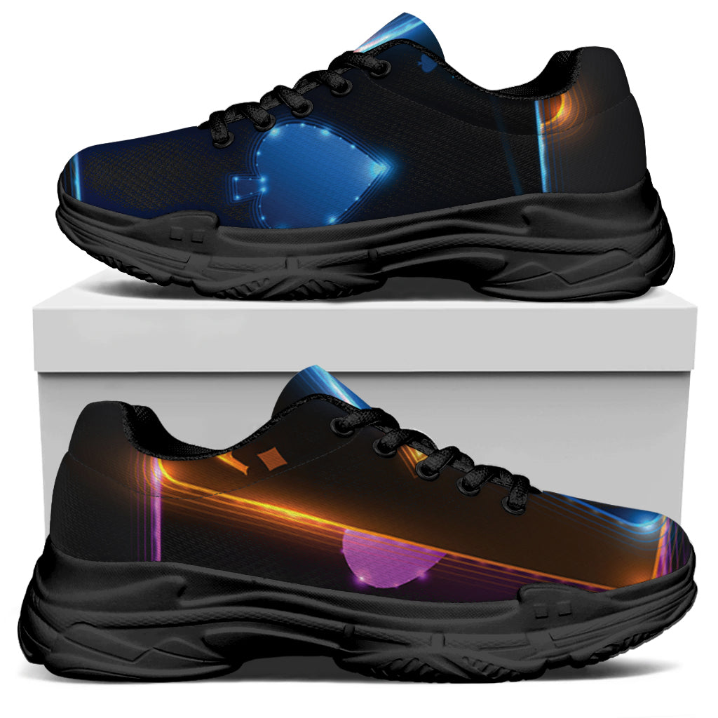 Ace Cards Print Black Chunky Shoes