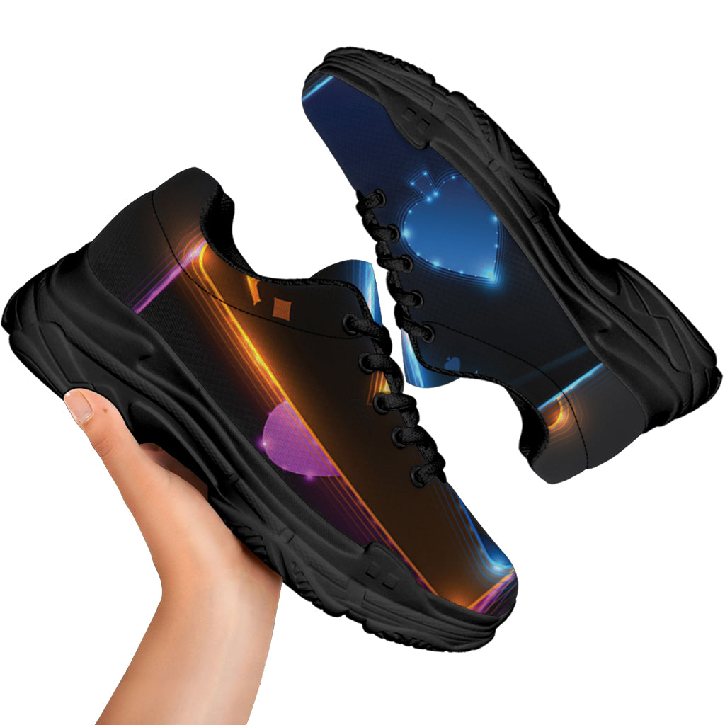 Ace Cards Print Black Chunky Shoes