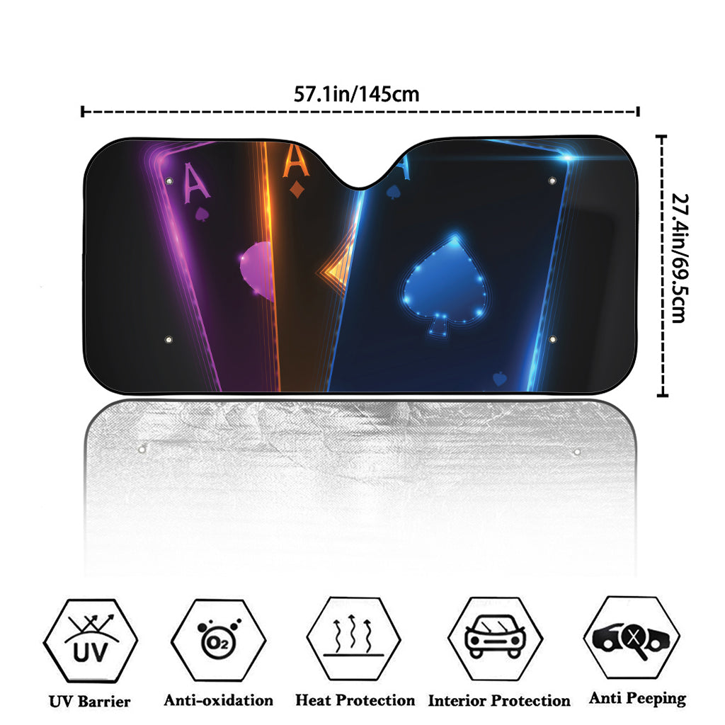 Ace Cards Print Car Windshield Sun Shade