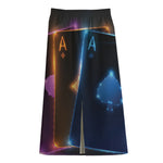 Ace Cards Print Cotton Front Slit Maxi Skirt