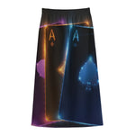 Ace Cards Print Cotton Front Slit Maxi Skirt