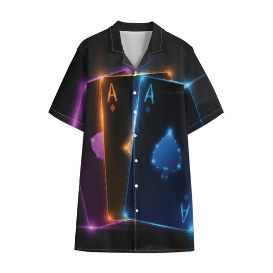 Ace Cards Print Cotton Hawaiian Shirt