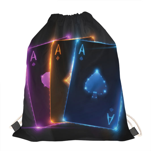 Ace Cards Print Drawstring Bag