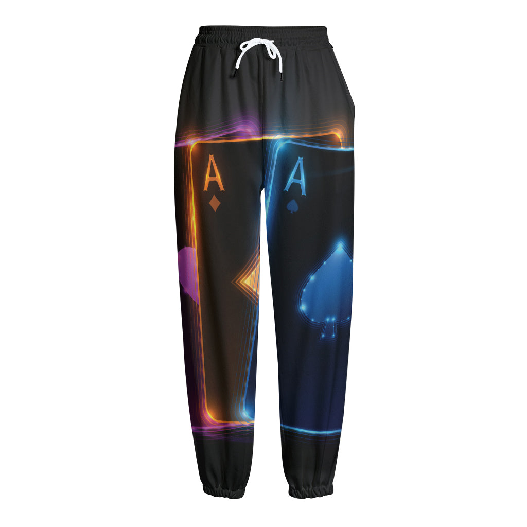 Ace Cards Print Fleece Lined Knit Pants