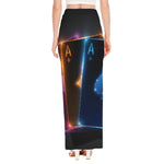 Ace Cards Print High Slit Maxi Skirt