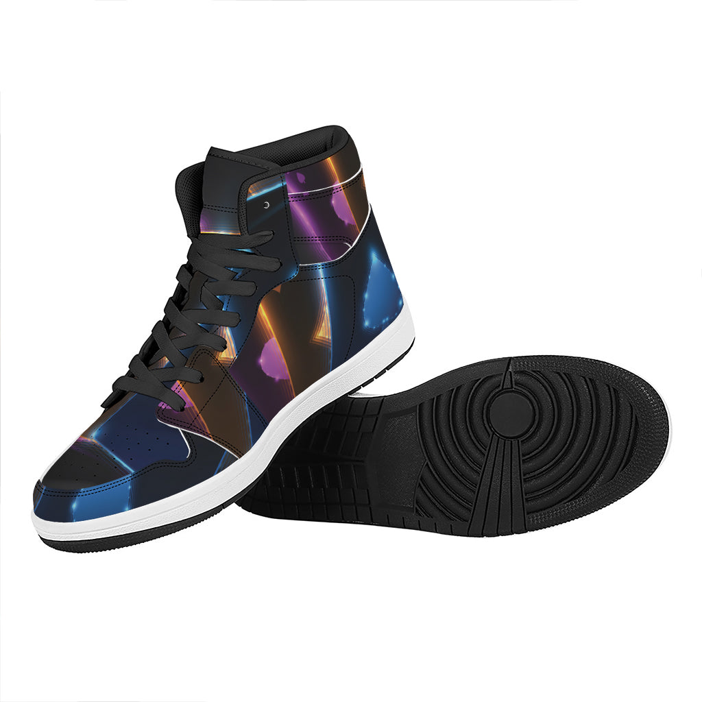 Ace Cards Print High Top Leather Sneakers