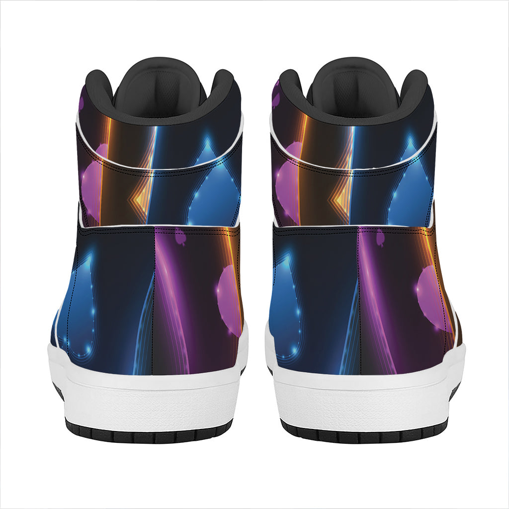 Ace Cards Print High Top Leather Sneakers