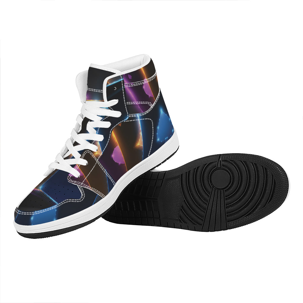 Ace Cards Print High Top Leather Sneakers