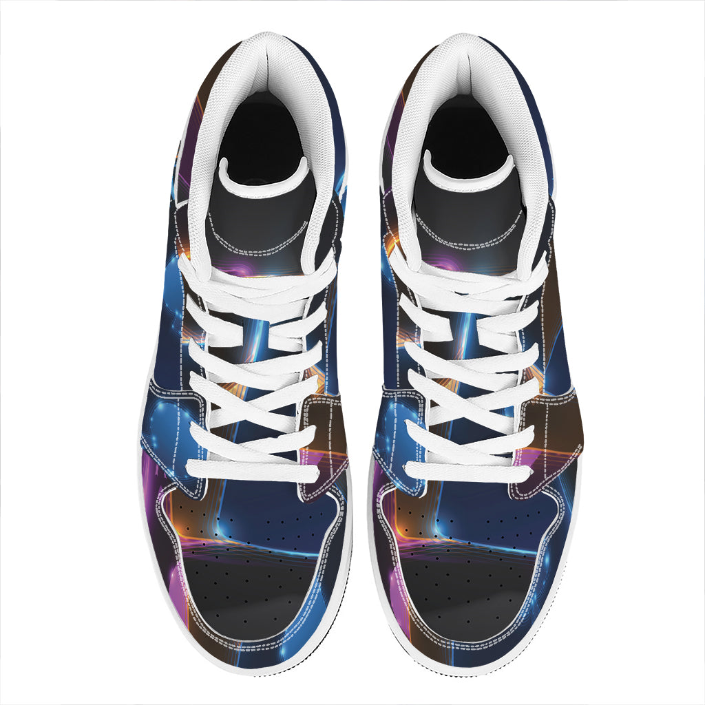 Ace Cards Print High Top Leather Sneakers