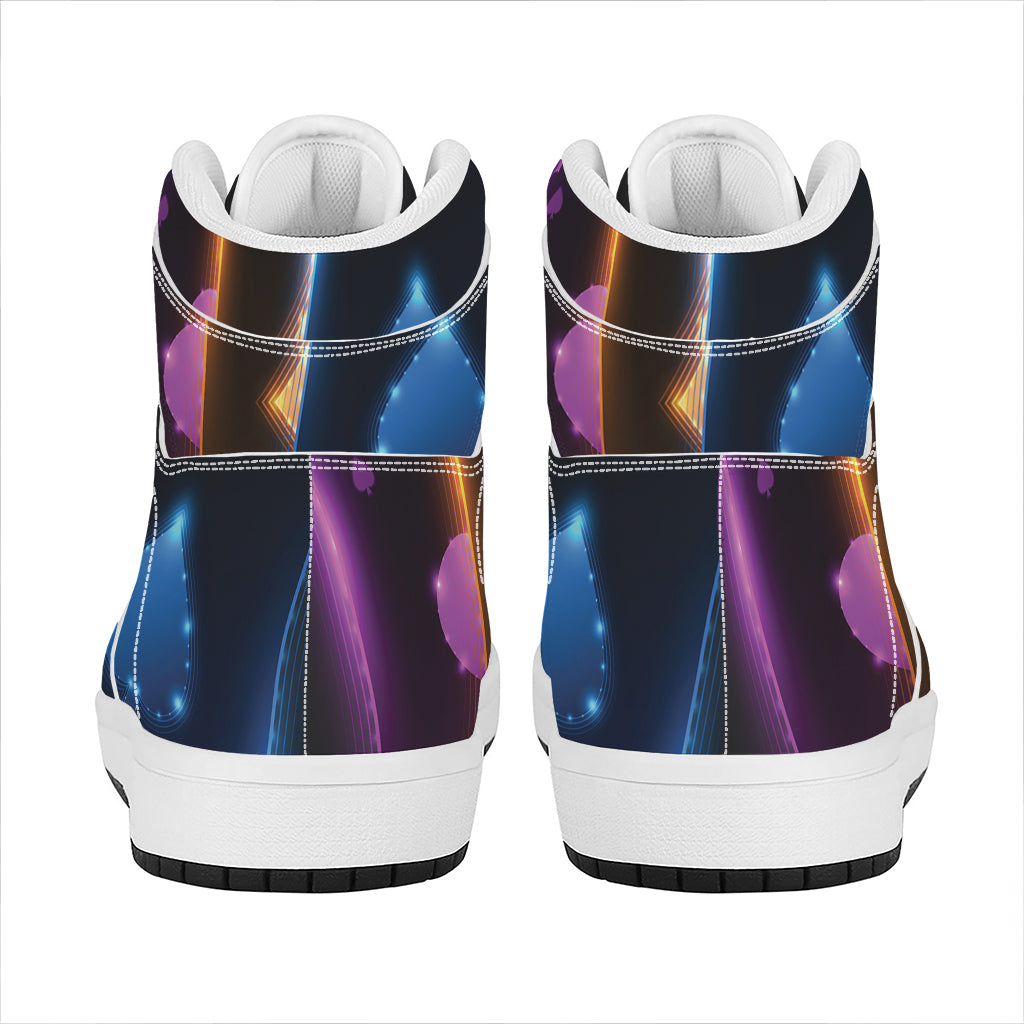 Ace Cards Print High Top Leather Sneakers