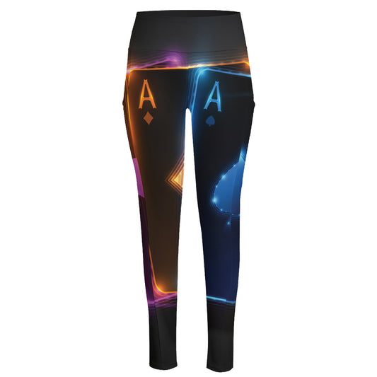 Ace Cards Print High-Waisted Pocket Leggings