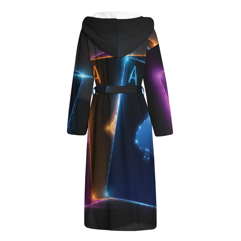 Ace Cards Print Hooded Bathrobe