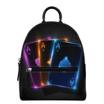 Ace Cards Print Leather Backpack