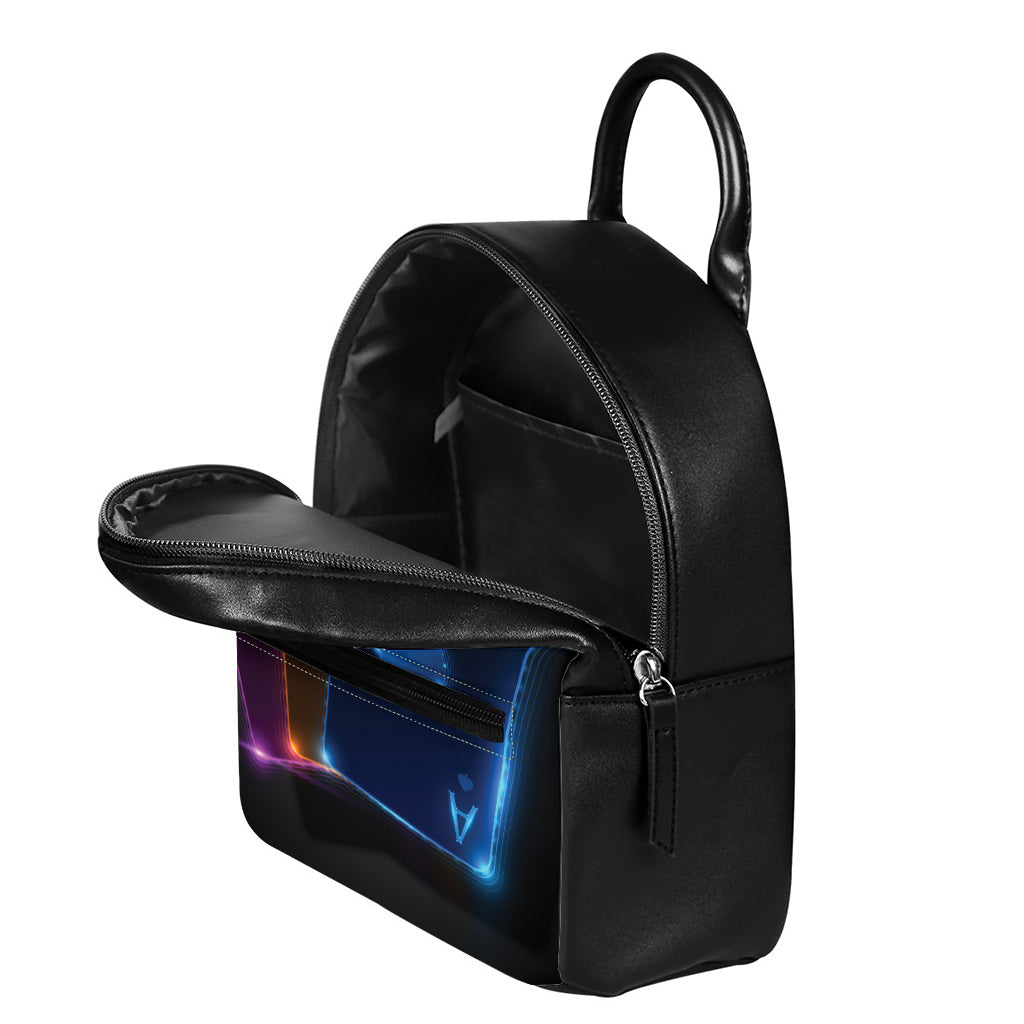 Ace Cards Print Leather Backpack