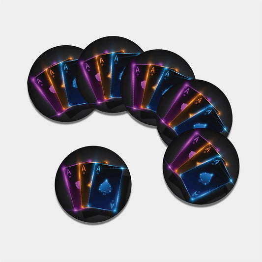 Ace Cards Print Leather Coaster Set