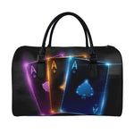 Ace Cards Print Leather Duffle Bag