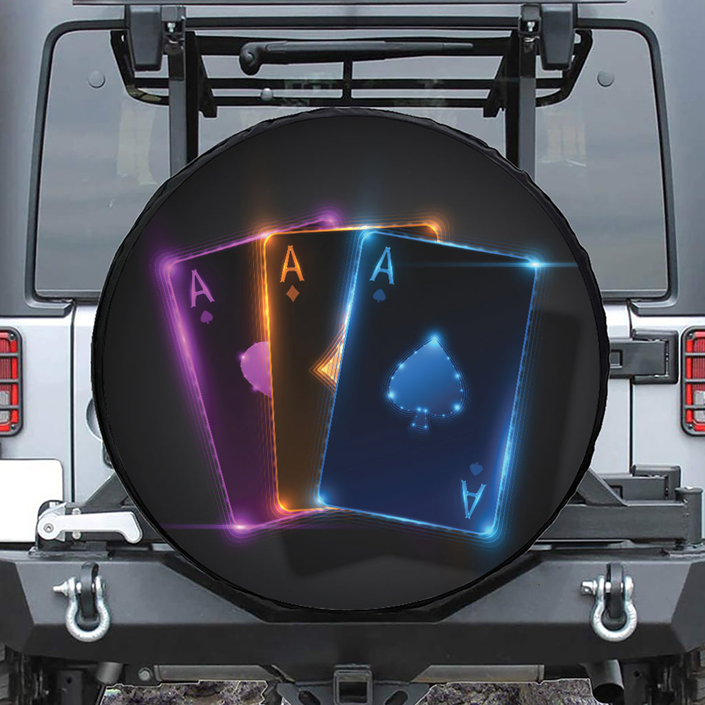 Ace Cards Print Leather Spare Tire Cover