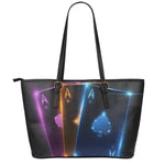 Ace Cards Print Leather Tote Bag