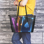 Ace Cards Print Leather Tote Bag