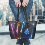 Ace Cards Print Leather Tote Bag