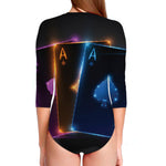 Ace Cards Print Long Sleeve Swimsuit