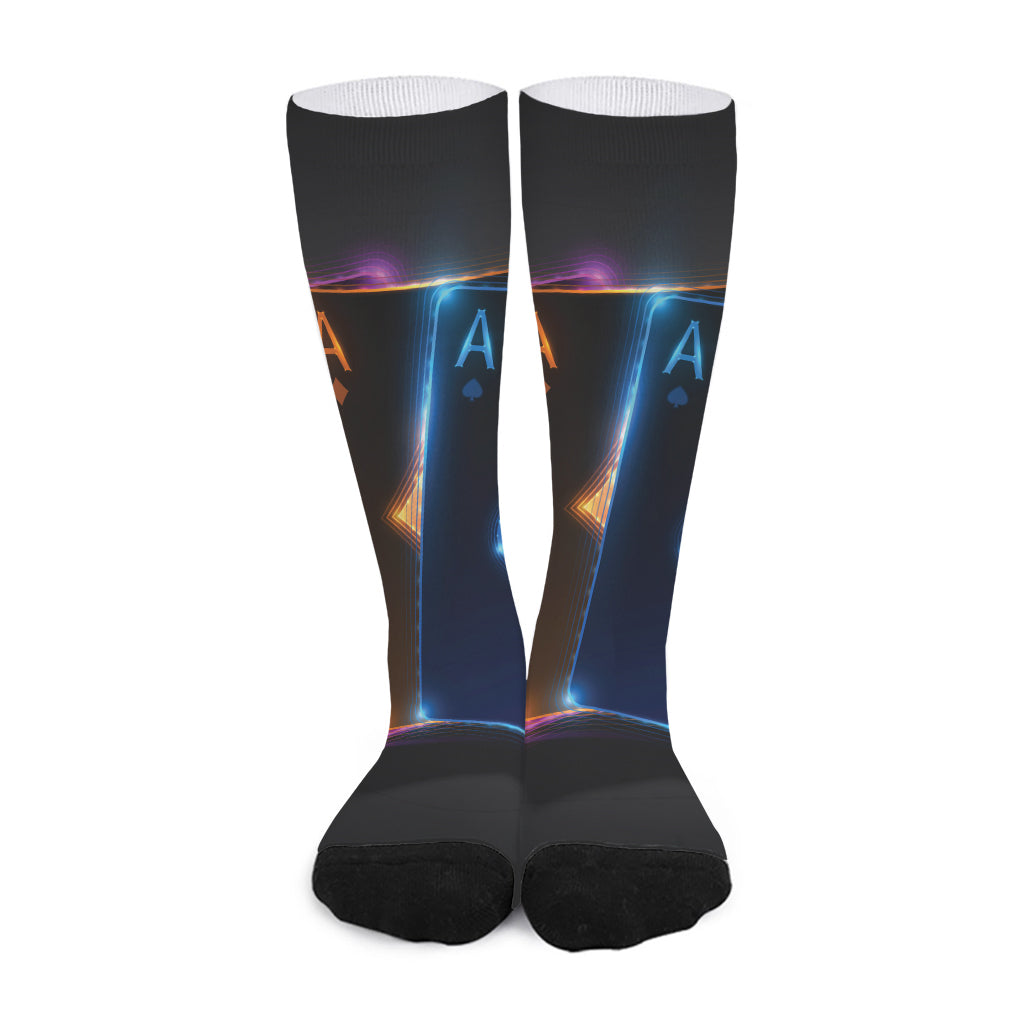Ace Cards Print Long Socks