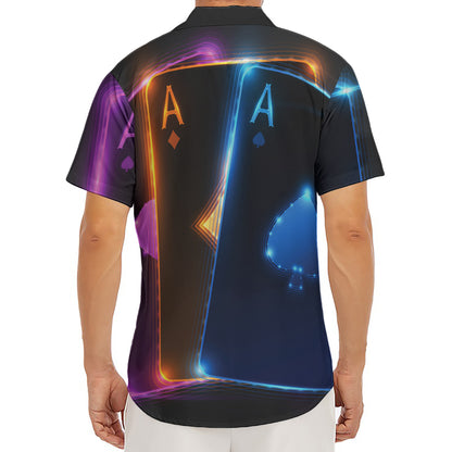 Ace Cards Print Men's Deep V-Neck Shirt