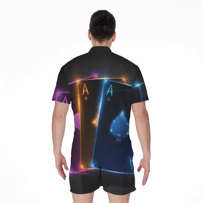 Ace Cards Print Men's Rompers