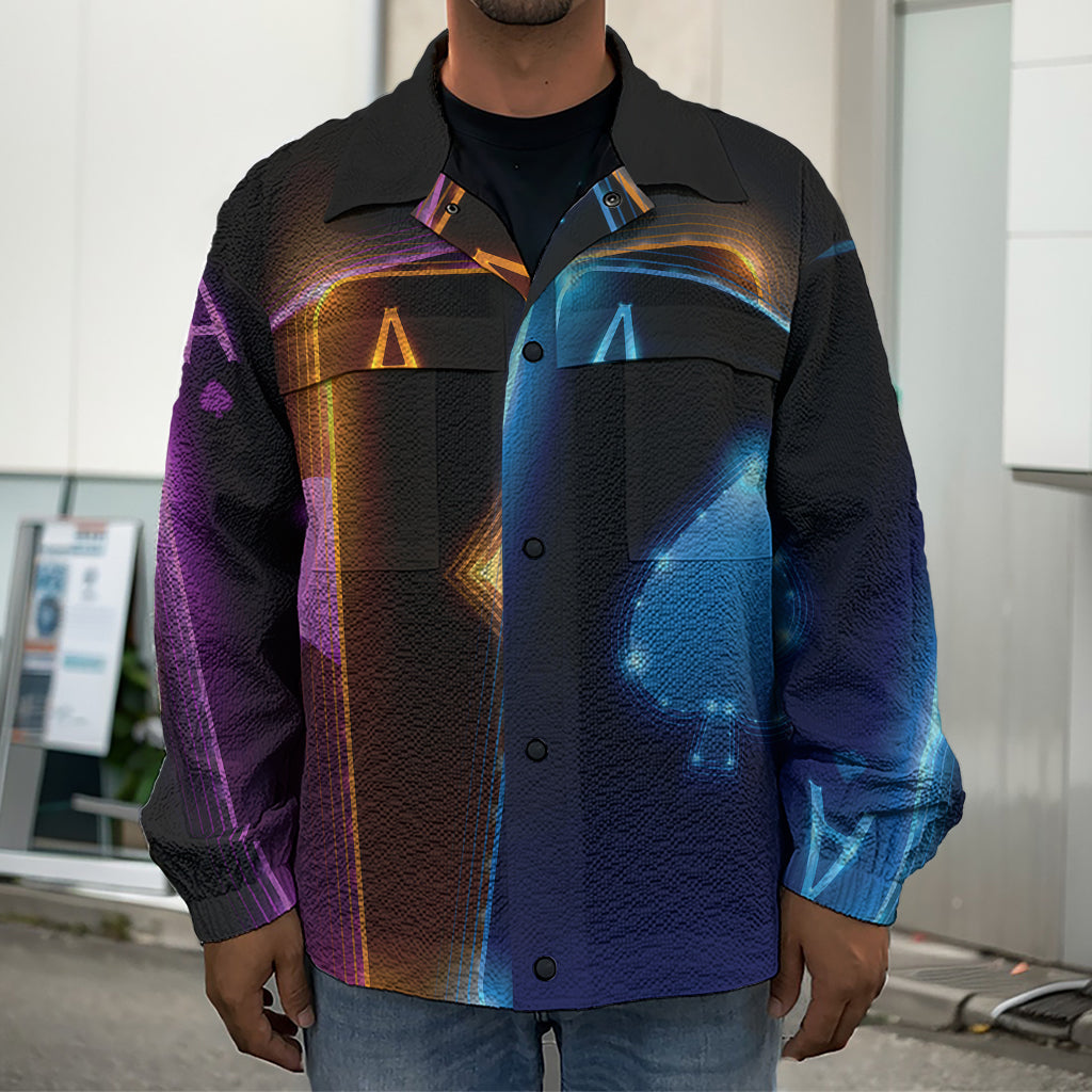 Ace Cards Print Men's Shirt Jacket