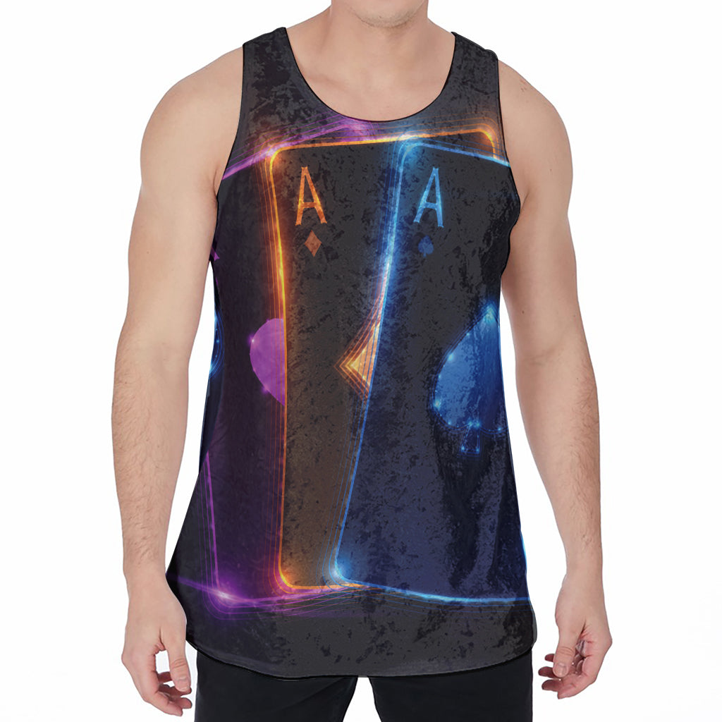 Ace Cards Print Men's Velvet Tank Top