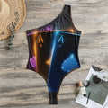 Ace Cards Print One Shoulder Bodysuit
