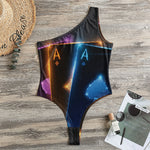 Ace Cards Print One Shoulder Bodysuit