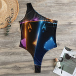 Ace Cards Print One Shoulder Bodysuit