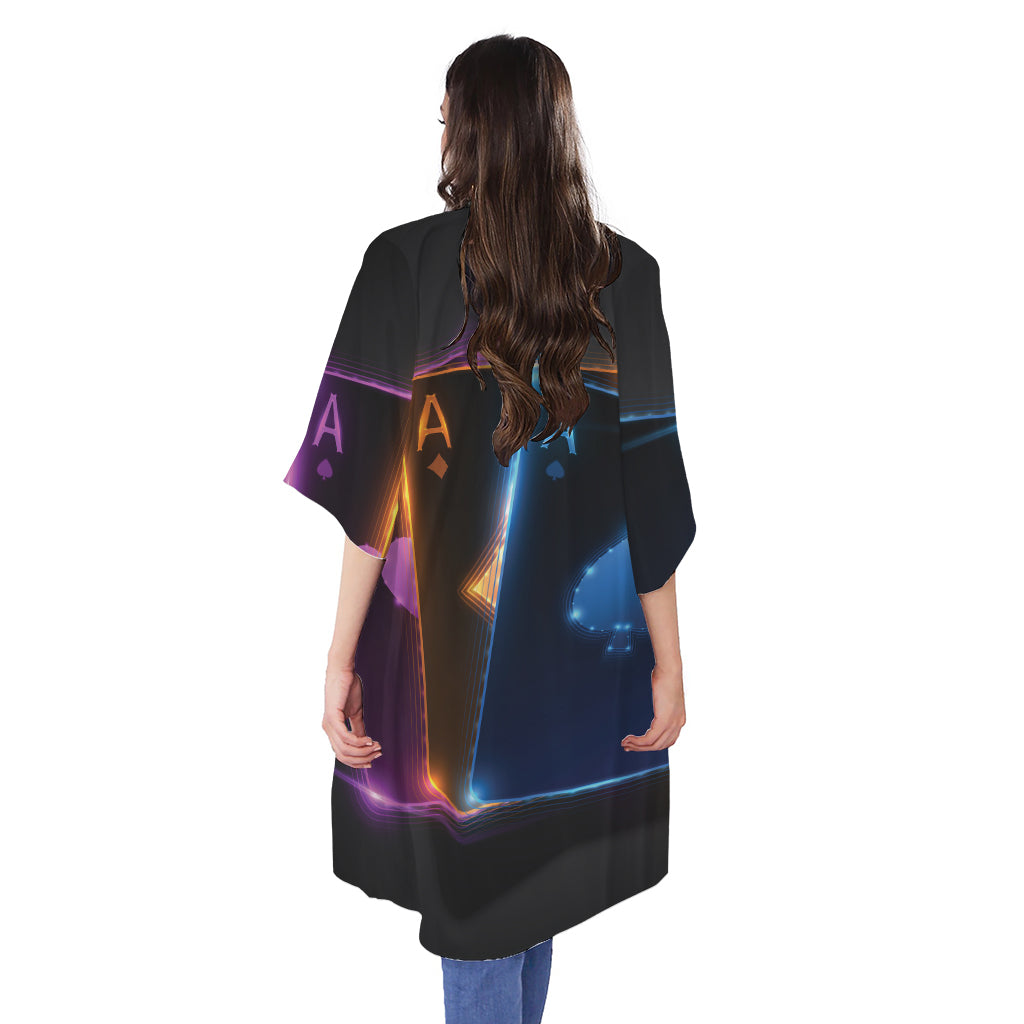 Ace Cards Print Open Front Beach Cover Up