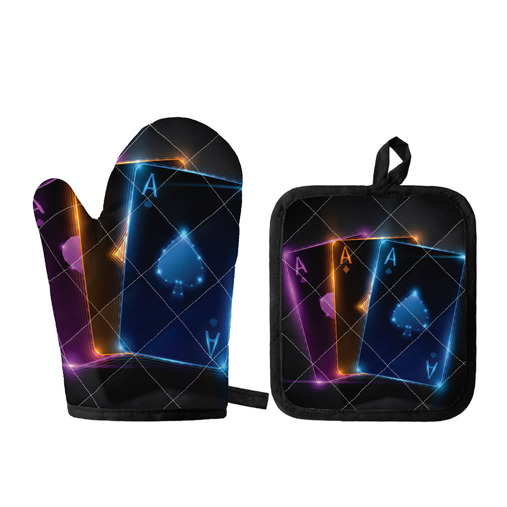 Ace Cards Print Oven Mitt And Pot Holder Set