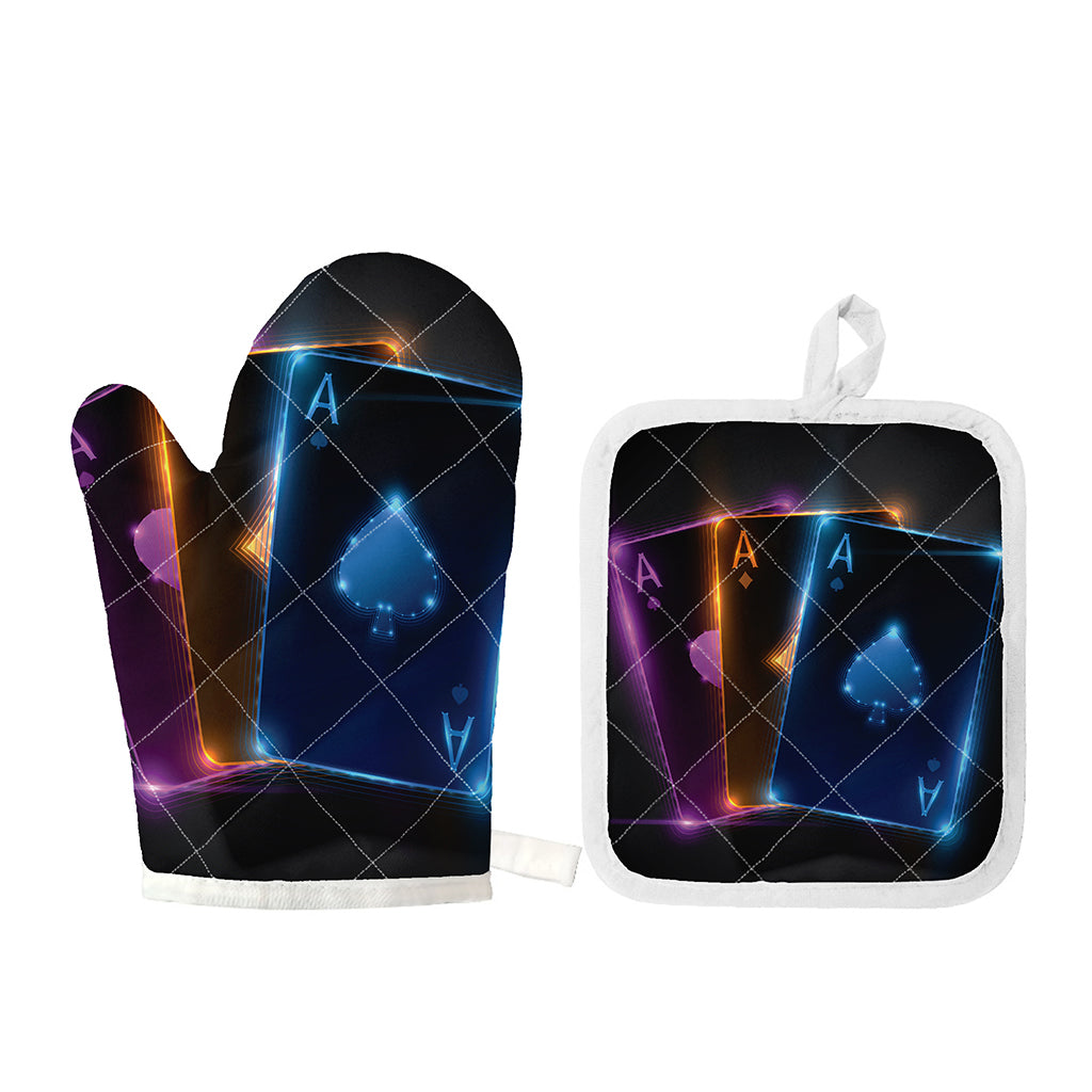 Ace Cards Print Oven Mitt And Pot Holder Set