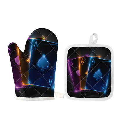 Ace Cards Print Oven Mitt And Pot Holder Set