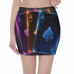 Ace Cards Print Pencil Mini Skirt